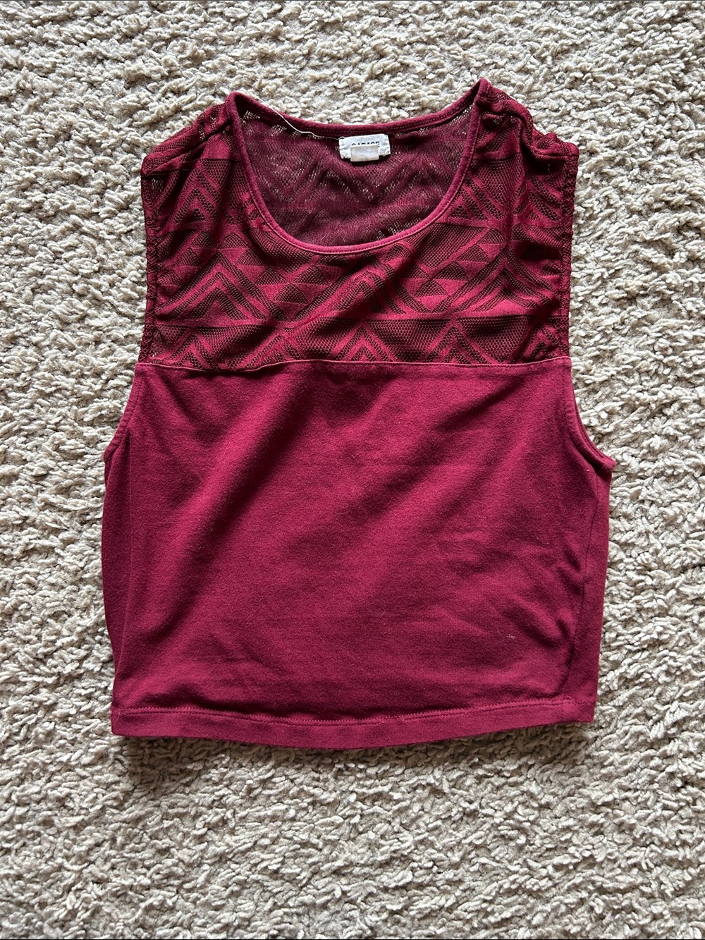 Garage Burgundy Mesh Yoke Tank Top